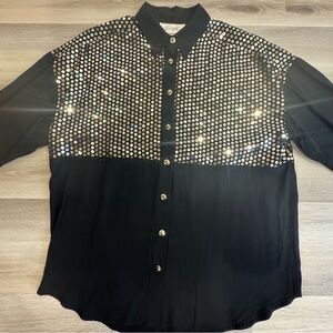 Vintage 90’s D.Frank Black Sequin Button-Up Shirt